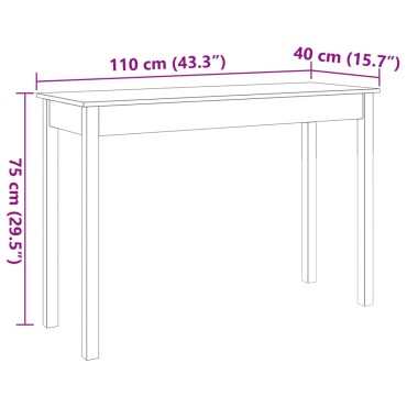 vidaXL Τραπέζι κονσόλα Καφέ Κεριού 110x40x75cm Μασίφ Ξύλο Πεύκου 1 τεμ.