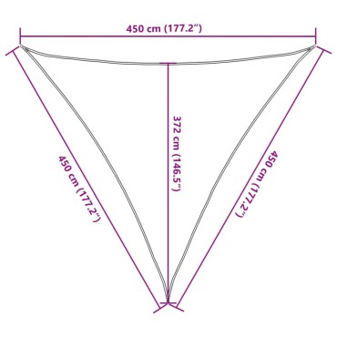 vidaXL Σκίαστρο Ιστιοπλοΐας Χρ. Άμμου 4,5x4,5x4,5μ. Πολυεστέρας Oxford