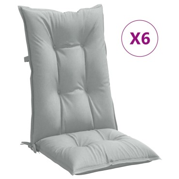 vidaXL Μαξιλάρια Καρέκλας με Πλάτη 6 τεμ. Αν. Γκρι 120x50x7cm Ύφασμα