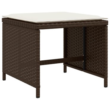 vidaXL Σκαμπό Κήπου 4 τεμ. Καφέ 40x40x35cm Συνθ. Ρατάν με Μαξιλάρια