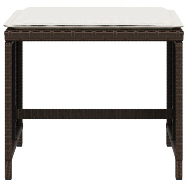 vidaXL Σκαμπό Κήπου 4 τεμ. Καφέ 40x40x35cm Συνθ. Ρατάν με Μαξιλάρια