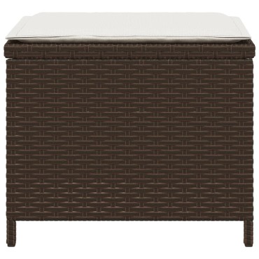 vidaXL Σκαμπό Κήπου 4 τεμ. Καφέ 40x40x35cm Συνθ. Ρατάν με Μαξιλάρια