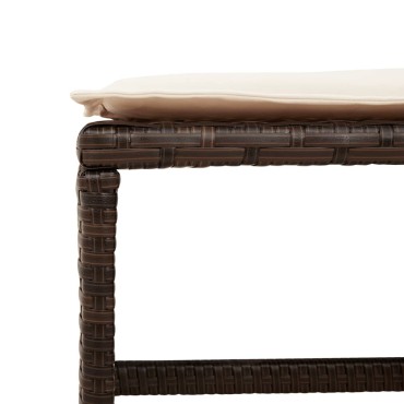 vidaXL Σκαμπό Κήπου 4 τεμ. Καφέ 40x40x35cm Συνθ. Ρατάν με Μαξιλάρια