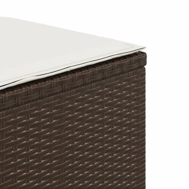 vidaXL Σκαμπό Κήπου 4 τεμ. Καφέ 40x40x35cm Συνθ. Ρατάν με Μαξιλάρια