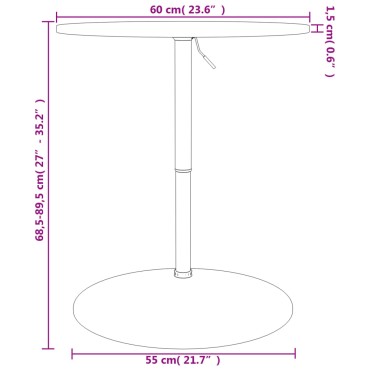 vidaXL Τραπέζι Μπαρ 60x89,5cm από Μασίφ Ξύλο Δρυός 1 τεμ.