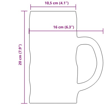 vidaXL Κούπα Μπίρας με Λαβή Γυάλινη 6 Τεμ. 1000 ml
