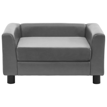vidaXL Καναπές-Κρεβάτι Σκύλου Γκρι 60x43x30 εκ. Βελουτέ/Συνθετ. Δέρμα