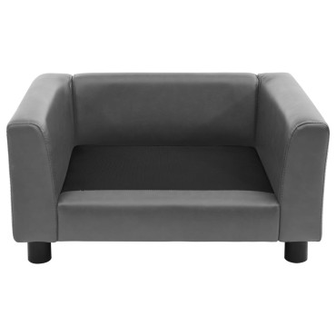 vidaXL Καναπές-Κρεβάτι Σκύλου Γκρι 60x43x30 εκ. Βελουτέ/Συνθετ. Δέρμα