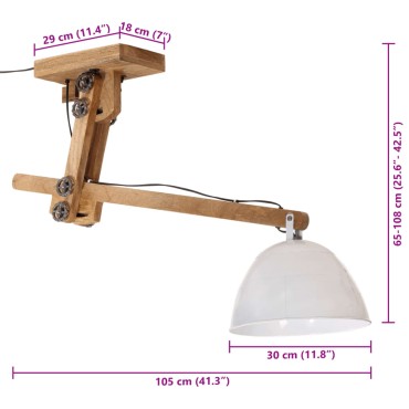 vidaXL Φωτιστικό Οροφής 25 W Λευκό 105x30x65-108 εκ. Ε27