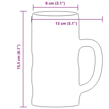 vidaXL Κούπα Μπίρας με Λαβή Γυάλινη 6 Τεμ. 500 ml