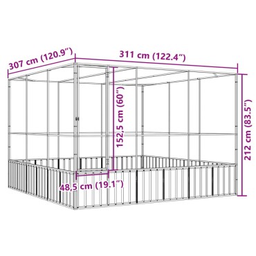 vidaXL Κλουβί Ασημένιο 311x307x212 εκ. Ατσάλινο