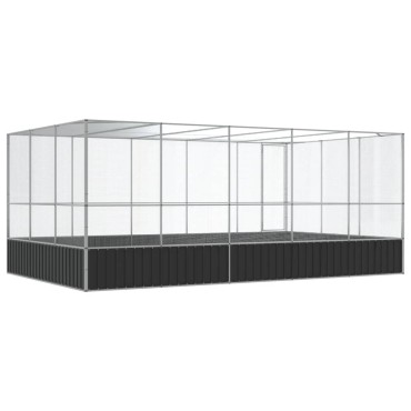 vidaXL Κλουβί με Επέκταση Ασημένιο 518x307x212 εκ. Ατσάλινο