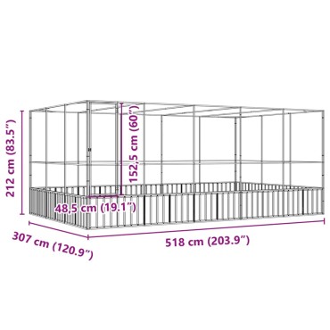 vidaXL Κλουβί με Επέκταση Ασημένιο 518x307x212 εκ. Ατσάλινο