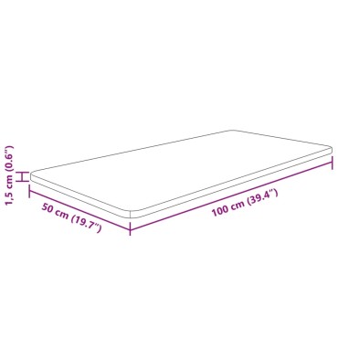 vidaXL Πάγκος Μπάνιου 100x50x1,5 εκ. Ακατέργαστο Μασίφ Ξύλο