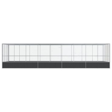 vidaXL Κλουβί με Επέκταση Ασημένιο 932x307x212 εκ. Ατσάλινο
