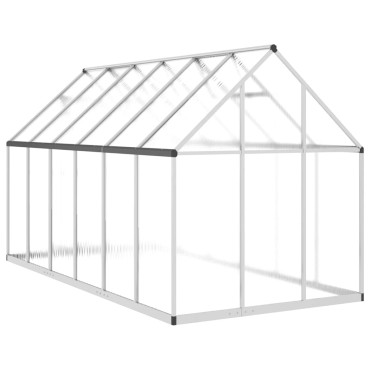 vidaXL Θερμοκήπιο με Πλαίσιο Βάσης Ασημί 334x169x195 εκ. Αλουμινίου