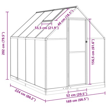 vidaXL Θερμοκήπιο με Πλαίσιο Βάσης Πράσινο 224x169x202 εκ. Αλουμινίου