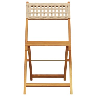 vidaXL Σετ Επίπλων Bistro 3 τεμ. Μπεζ Ρατάν/Μασίφ Ξύλο 38x32,5cm