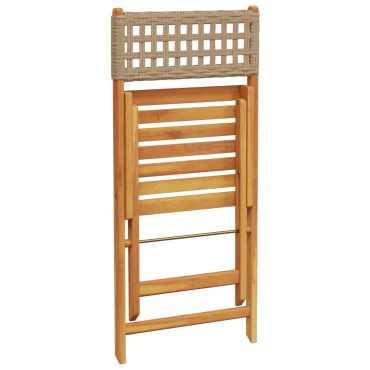 vidaXL Σετ Επίπλων Bistro 3 τεμ. Μπεζ Ρατάν/Μασίφ Ξύλο 38x32,5cm