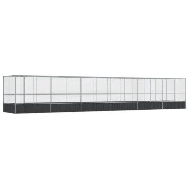 vidaXL Κλουβί με Επέκταση Ασημένιο 1246x207x212 εκ. Ατσάλινο