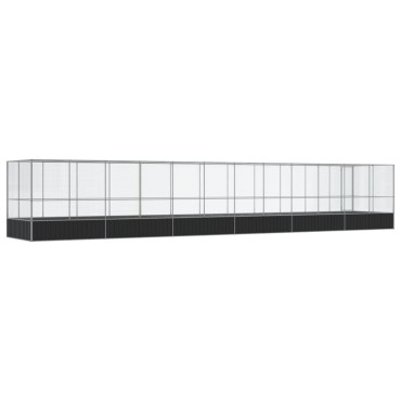 vidaXL Κλουβί με Επέκταση Ασημένιο 1246x207x212 εκ. Ατσάλινο