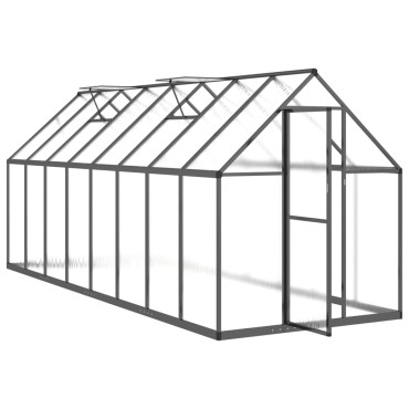vidaXL Θερμοκήπιο με Πλαίσιο Βάσης Ανθρακί 445x169x195 εκ. Αλουμίνιο