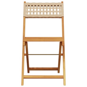 vidaXL Σετ Επίπλων Bistro 3 τεμ. Μπεζ Ρατάν/Μασίφ Ξύλο 38x32,5cm