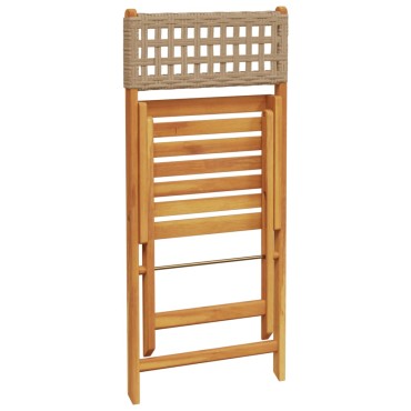vidaXL Σετ Επίπλων Bistro 3 τεμ. Μπεζ Ρατάν/Μασίφ Ξύλο 38x32,5cm