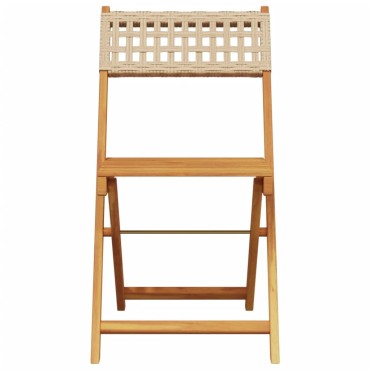 vidaXL Σετ Επίπλων Bistro 3 τεμ. Μπεζ Ρατάν/Μασίφ Ξύλο 38x32,5cm