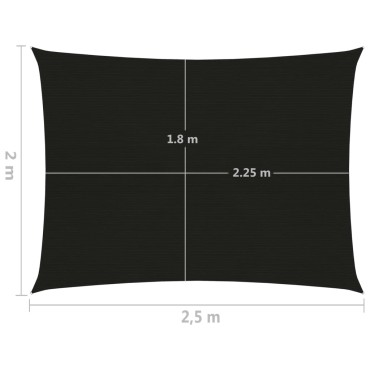 vidaXL Πανί Σκίασης Μαύρο 2 x 2,5 μ. από HDPE 160 γρ./μ²
