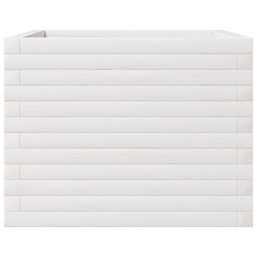 vidaXL Ζαρντινιέρα Κήπου Λευκή 60x60x45,5 εκ. από Μασίφ Ξύλο Πεύκου