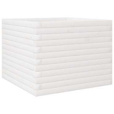 vidaXL Ζαρντινιέρα Κήπου Λευκή 60x60x45,5 εκ. από Μασίφ Ξύλο Πεύκου