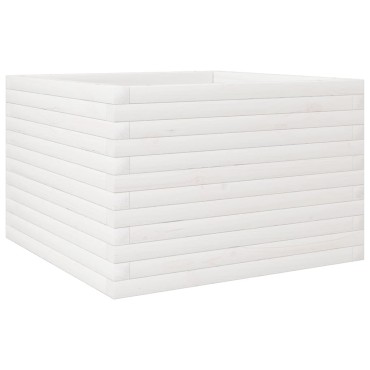 vidaXL Ζαρντινιέρα Κήπου Λευκή 70x70x45,5 εκ. από Μασίφ Ξύλο Πεύκου