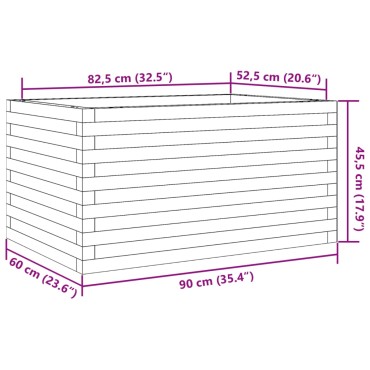 vidaXL Ζαρντινιέρα Καφέ Κεριού 90x60x45,5 εκ. από Μασίφ Ξύλο Πεύκου