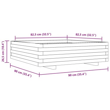 vidaXL Ζαρντινιέρα Κήπου 90x90x26,5 εκ από Μασίφ Ξύλο Πεύκου