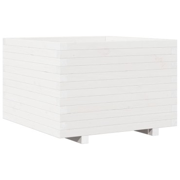 vidaXL Ζαρντινιέρα Κήπου Λευκή 70x70x49,5 εκ. από Μασίφ Ξύλο Πεύκου