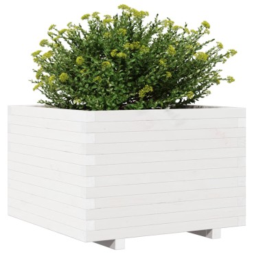 vidaXL Ζαρντινιέρα Κήπου Λευκή 70x70x49,5 εκ. από Μασίφ Ξύλο Πεύκου