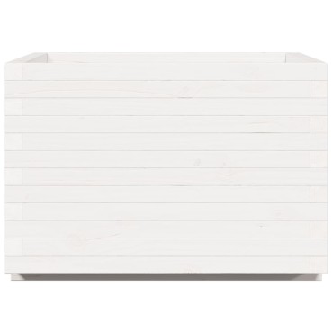 vidaXL Ζαρντινιέρα Κήπου Λευκή 70x70x49,5 εκ. από Μασίφ Ξύλο Πεύκου