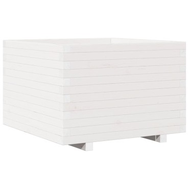 vidaXL Ζαρντινιέρα Κήπου Λευκή 70x70x49,5 εκ. από Μασίφ Ξύλο Πεύκου