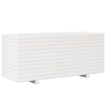vidaXL Ζαρντινιέρα Κήπου Λευκή 110x40x49,5 εκ. από Μασίφ Ξύλο Πεύκου