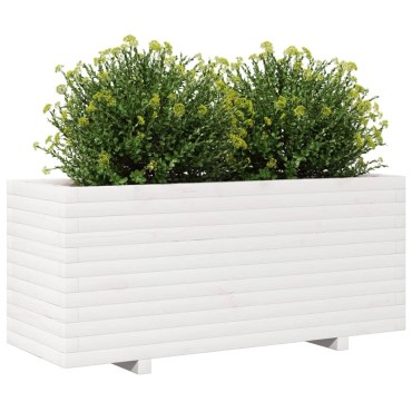 vidaXL Ζαρντινιέρα Κήπου Λευκή 110x40x49,5 εκ. από Μασίφ Ξύλο Πεύκου