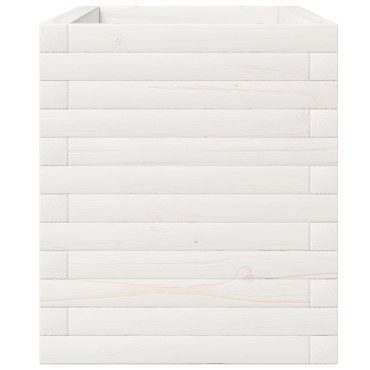 vidaXL Ζαρντινιέρα Κήπου Λευκή 110x40x49,5 εκ. από Μασίφ Ξύλο Πεύκου