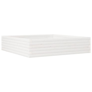 vidaXL Ζαρντινιέρα Κήπου Λευκή 100x100x23 εκ. από Μασίφ Ξύλο Πεύκου