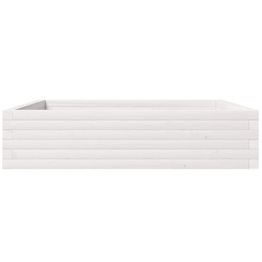 vidaXL Ζαρντινιέρα Κήπου Λευκή 100x100x23 εκ. από Μασίφ Ξύλο Πεύκου