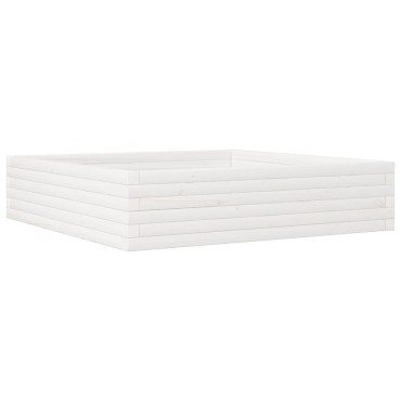 vidaXL Ζαρντινιέρα Κήπου Λευκή 100x100x23 εκ. από Μασίφ Ξύλο Πεύκου