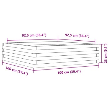vidaXL Ζαρντινιέρα Κήπου Λευκή 100x100x23 εκ. από Μασίφ Ξύλο Πεύκου