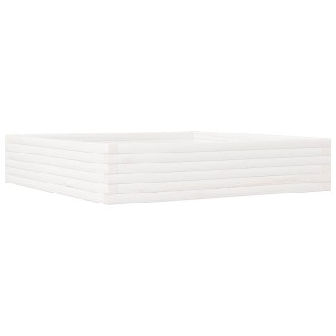 vidaXL Ζαρντινιέρα Κήπου Λευκή 110x110x23 εκ. από Μασίφ Ξύλο Πεύκου
