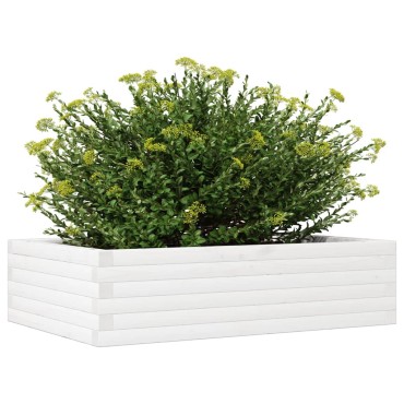 vidaXL Ζαρντινιέρα Λευκή 90x60x23 εκ. από Μασίφ Ξύλο Πεύκου