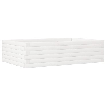 vidaXL Ζαρντινιέρα Λευκή 90x60x23 εκ. από Μασίφ Ξύλο Πεύκου
