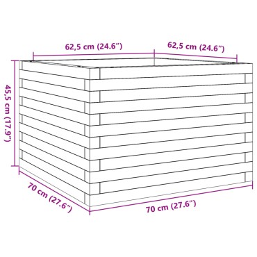 vidaXL Ζαρντινιέρα Καφέ Κεριού 70x70x45,5 εκ. από Μασίφ Ξύλο Πεύκου